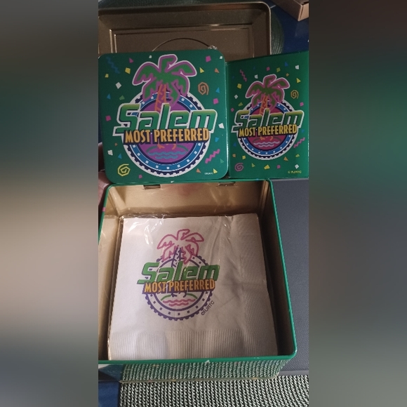 Vintage Salem cigarettes tin playing cards, coasters, cocktail napkins party. - Picture 10 of 14